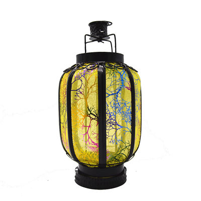 Lanterna de Produto Chinês Amarelo 26cm Comprimento Diâmetro 13cm Ferro Metálico Ideal para Festivais