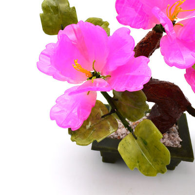 Logotipo personalizado Disponível árvores de flores de pedra de jade chinês árvores de cristal de flores vermelhas decorativas para B2B Marke