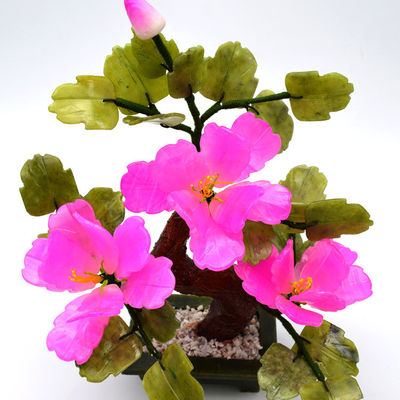 Logotipo personalizado Disponível árvores de flores de pedra de jade chinês árvores de cristal de flores vermelhas decorativas para B2B Marke