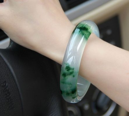 50-62mm Outro Pulseira de Jade de Flor Flutuante de Jade de Esmeralda Natural