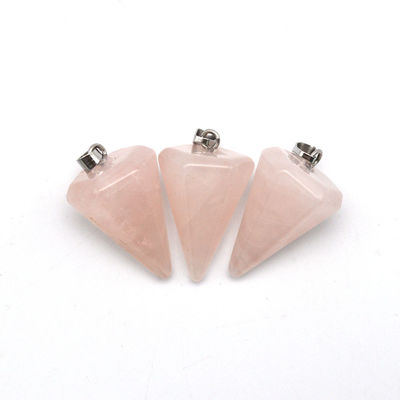 Pendulo de quartzo rosa de cristal natural para alinhamento de chakras e cura Reiki