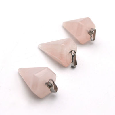 Pendulo de quartzo rosa de cristal natural para alinhamento de chakras e cura Reiki