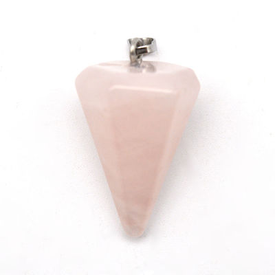 Pendulo de quartzo rosa de cristal natural para alinhamento de chakras e cura Reiki