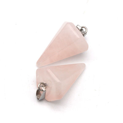 Pendulo de quartzo rosa de cristal natural para alinhamento de chakras e cura Reiki