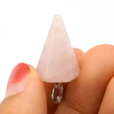 Pendulo de quartzo rosa de cristal natural para alinhamento de chakras e cura Reiki