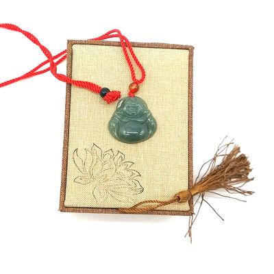 Características regionais Jadeite polida Jade Buda Pendente Colar com Certificado