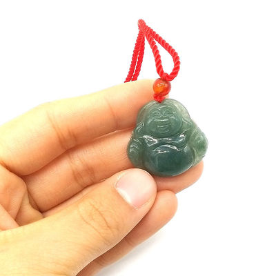 Características regionais Jadeite polida Jade Buda Pendente Colar com Certificado