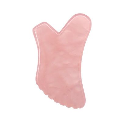 Logotipo personalizado Ferramenta de massagem corporal Gua Sha de quartzo rosa natural para auto-cuidado da pele e saúde facial