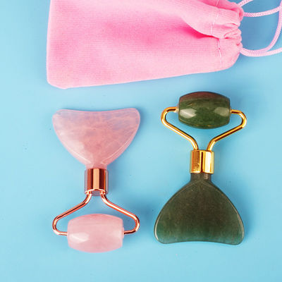 Mini Rose Quartz Jade Roller Eye Skin Care Gua Sha Board Dispositivo de beleza facial multifuncional dentro de 90 caracteres