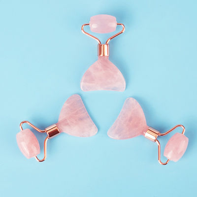 Mini Rose Quartz Jade Roller Eye Skin Care Gua Sha Board Dispositivo de beleza facial multifuncional dentro de 90 caracteres
