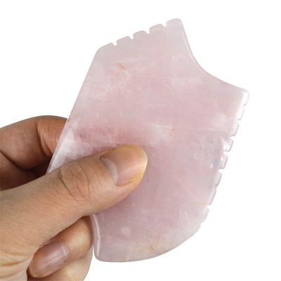 2024 Rose Quartz Gua Sha Massage Tool With Teeth Natural Crystal Skin Beauty Massager Face Lifting Anti Aging Logotipo rosa
