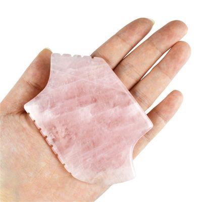2024 Rose Quartz Gua Sha Massage Tool With Teeth Natural Crystal Skin Beauty Massager Face Lifting Anti Aging Logotipo rosa