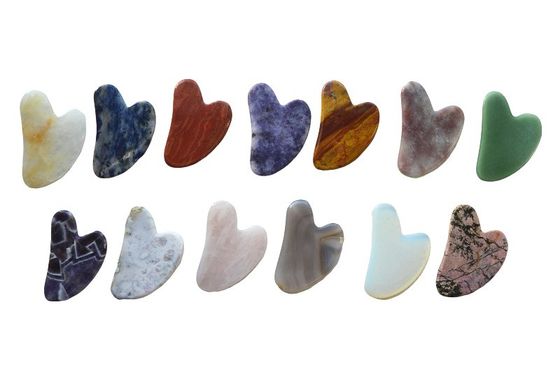 75*50mm Rose Quartz Jade Bian pedra Esculptor Coração Gua Sha Face ferramenta de escultura para pescoço costas ombro massagem anti-envelhecimento