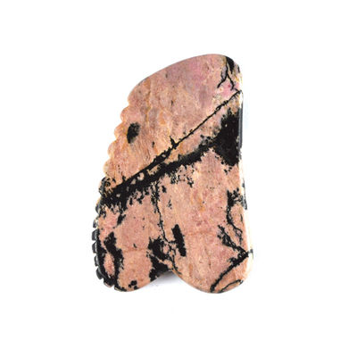 Equipamento de massagem corporal Pedra natural de rodonita Gua Sha Tabela de raspagem para beleza facial e massagem de tecidos profundos
