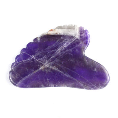 2024 ferramentas de massagem de tendência forma de coração natural ametista gua sha com dentes logotipo personalizado guasha corpo auto cuidados da pele