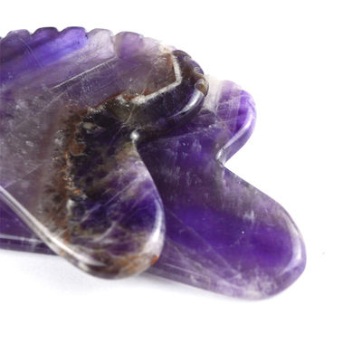 2024 ferramentas de massagem de tendência forma de coração natural ametista gua sha com dentes logotipo personalizado guasha corpo auto cuidados da pele