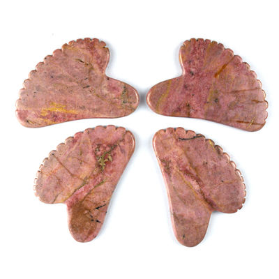 Músculos do corpo Forma do coração natural Pedra de rodonita Gua Sha Tabela de raspagem Dentes Guasha Pedra de beleza facial Massagem Ferramenta de cuidados com a pele