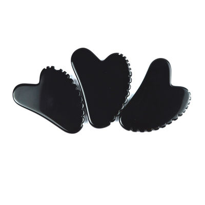 Forma natural do coração Obsidiana Gua Sha Massagem Escrava ferramenta com dentes Facial Beauty Massager Skin Spa ferramenta para cuidados com a pele