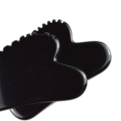 Forma natural do coração Obsidiana Gua Sha Massagem Escrava ferramenta com dentes Facial Beauty Massager Skin Spa ferramenta para cuidados com a pele