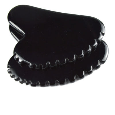 Forma natural do coração Obsidiana Gua Sha Massagem Escrava ferramenta com dentes Facial Beauty Massager Skin Spa ferramenta para cuidados com a pele