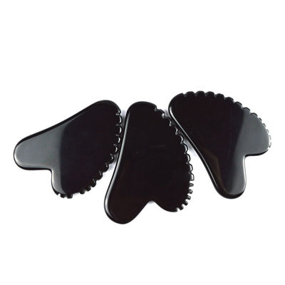 Forma natural do coração Obsidiana Gua Sha Massagem Escrava ferramenta com dentes Facial Beauty Massager Skin Spa ferramenta para cuidados com a pele