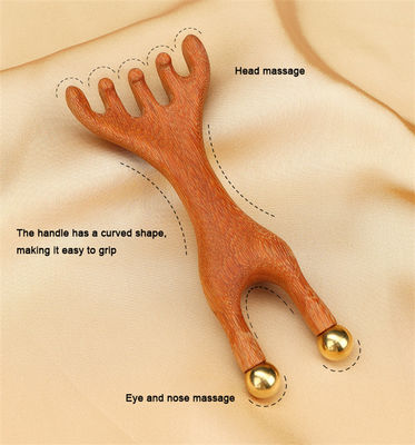 Anel de veado vermelho forma de cobre escalpe meridiano massagista cabeça gua sha pente de massagem para contornar e levantar características faciais