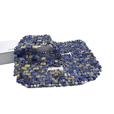 Amethyst Jade Roller Natural Blue Dot Stone Máscara facial Anti-envelhecimento Terapia quente ou fria Ferramenta de cuidados da pele facial