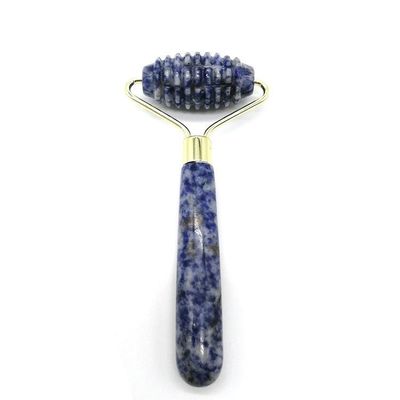 Tecnologia de Massagem Facial Polida Natural de Pedra de Ponto Azul Single Head Spiked Jade Roller Anti Aging com Tecnologia