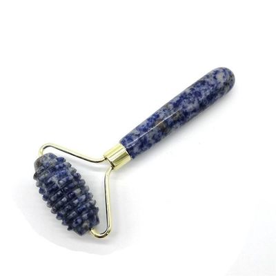 Tecnologia de Massagem Facial Polida Natural de Pedra de Ponto Azul Single Head Spiked Jade Roller Anti Aging com Tecnologia