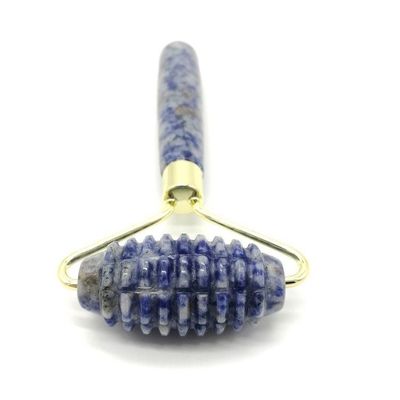 Tecnologia de Massagem Facial Polida Natural de Pedra de Ponto Azul Single Head Spiked Jade Roller Anti Aging com Tecnologia