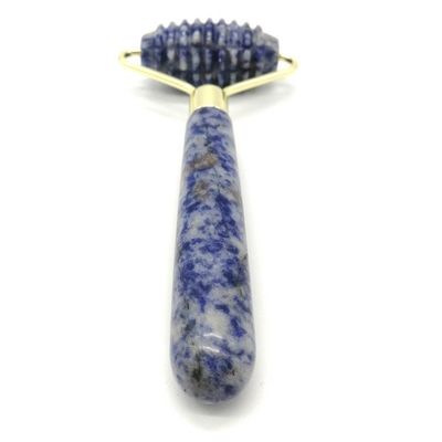 Tecnologia de Massagem Facial Polida Natural de Pedra de Ponto Azul Single Head Spiked Jade Roller Anti Aging com Tecnologia