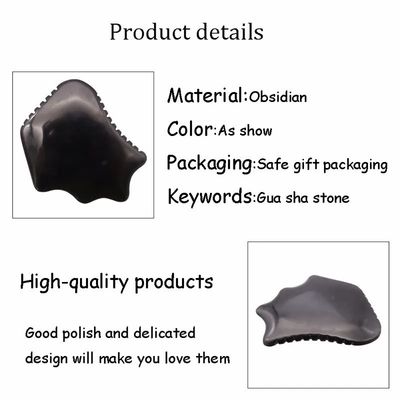 Quadro Gua Sha Natural de Obsidiana Negra para Cuidados da Pele Escrava Facial Massagem Relaxante