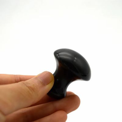 Natural Negro Obsidiana Cogumelo Gua Sha Estética Pedra de Massagem para Cuidado do Rosto e Corpo Acessórios Essenciais