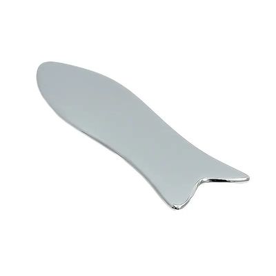 2024 Peixe quente em forma de raspador de aço inoxidável Massagem facial portátil Gua Sha Ferramenta para lifting facial e rejuvenescimento da pele