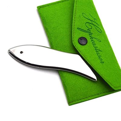 2024 Peixe quente em forma de raspador de aço inoxidável Massagem facial portátil Gua Sha Ferramenta para lifting facial e rejuvenescimento da pele
