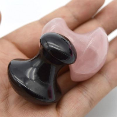 Obsidiana portátil e rosa de quartzo em forma de cogumelo Gua Sha Massage Tool Set com certificação ISO9001
