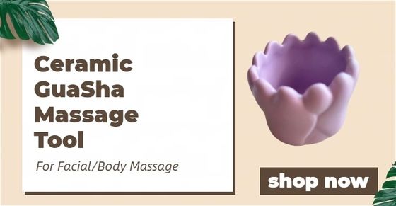 Equipamento de massagem corporal Logotipo personalizado Ferramentas de massagem de escalpe de cerâmica branca para Guasha roxo Porcelana Cuidados da pele Pedra Gua sha