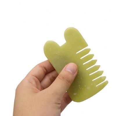 Cuidados com a saúde do corpo Massagem Natural Xiu Yan Pedra de jade raspando Guasha Peitear Cabelo Facial Scalp Gua Sha Escova Ferramentas para a cabeça