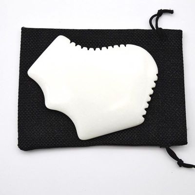 Massagista corporal personalizado de jade branco confortável Gua Sha Mesa de massagem facial ferramenta para melhora da circulação corporal