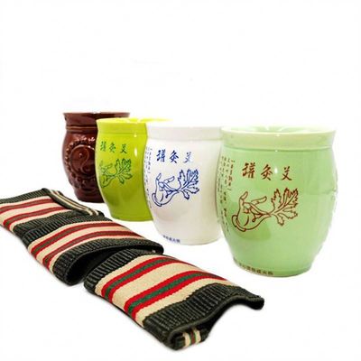 Função de massagem corporal Copo cerâmico de Gua Sha portátil para dragagem de meridianos e tratamento de moxibustião