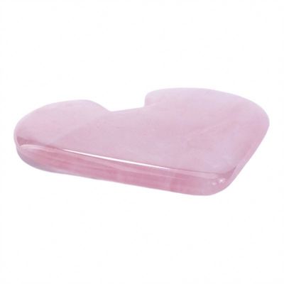 Logotipo Personalizado Logotipo Disponível Quartzo Rosa Pedra Gua Sha em forma de coração para cuidados com a pele e massagista corporal