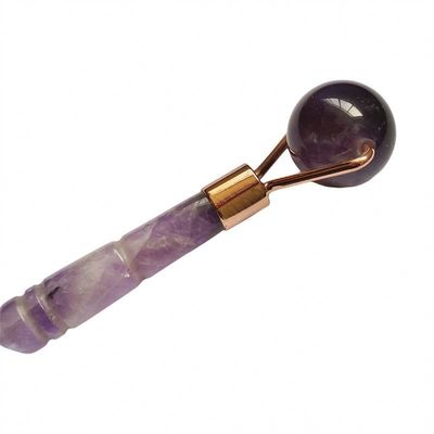 Logotipo personalizado DisponívelRoller de Jade Ametista NaturalRoller de Massagem Facial de Quartzo Roxo Purple para beleza de rosto pequeno
