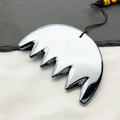Massagem Corporal Prata Seis Dentes Terahertz Gua Sha Tabela Peito Peite Guasha Energia Pedra Cabeça Massagista Salão de beleza