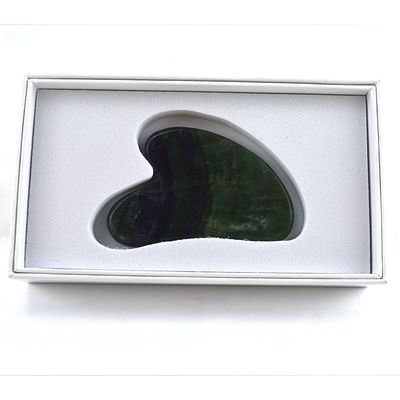 Ferramenta de massagem corporal Rainbow Fluorite Stone Mineral Cuidados com a pele Massagista de Saúde Massagem Guasha Scraper Set com Jade Natural