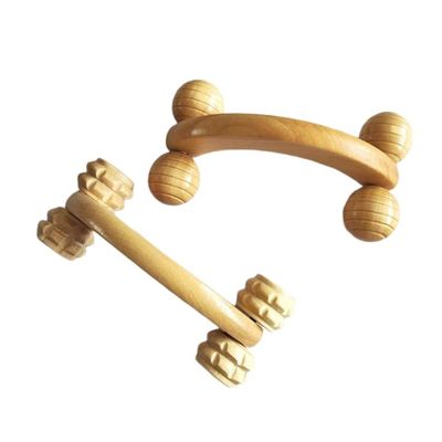 Carrinho de rolos de madeira maciça portátil com massagem muscular e ferramenta manual de cuidados de saúde corporal Guasha