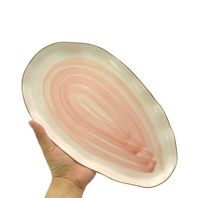 Prato de peixe de cerâmica para servir salada de frutas massas prato principal máquina de lavar louça e microondas forma irregular