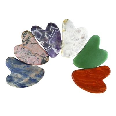 Logotipo personalizado Disponível em forma de coração Sakura Agate Jade Gua Sha Ferramenta facial para massagem Ferramentas faciais naturais Guasha