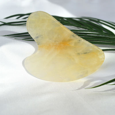 Tabela de raspagem natural de forma de coração amarelo citrino Gua Sha para instrumento de massagem facial e corporal