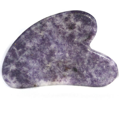 Equipamento de massagem corporal Forma de coração natural Pedra roxa Gua Sha Tabela de raspagem para relaxamento muscular e Spa de saúde da pele