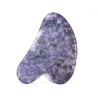 Equipamento de massagem corporal Forma de coração natural Pedra roxa Gua Sha Tabela de raspagem para relaxamento muscular e Spa de saúde da pele